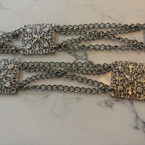 Source Unknown Silver Filigree Multi-Chain belt